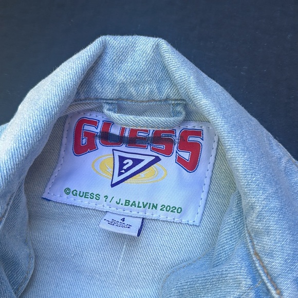 New J BALVIN GUESS Blue Denim Girls Jacket SZ 4 - Picture 3 of 8